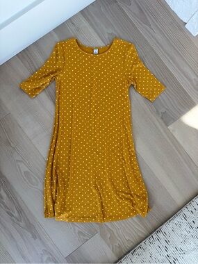 Old Navy Mustard Polka Dot Midi Dress